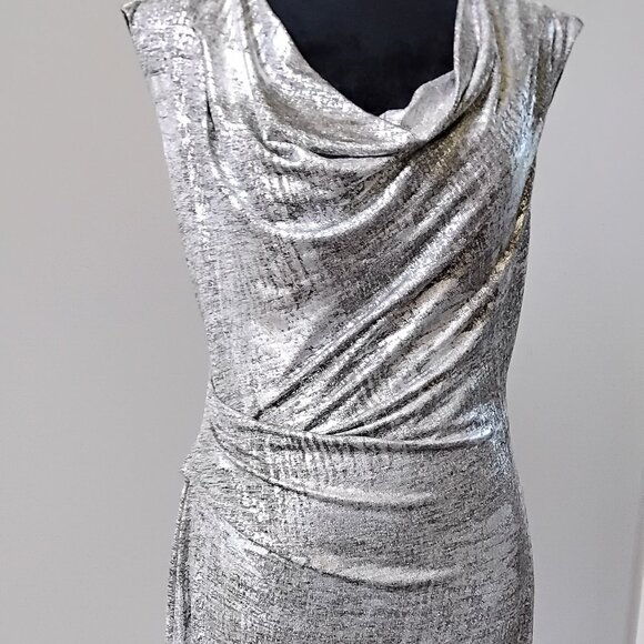 Dresses | Metallic Silver Maxi Dress | Poshmark
